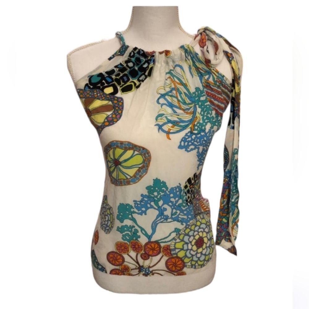 TRINA TURK x BANANA REPUBLIC 100% Silk Sleeveless Tie at‎ neck Floral Blouse